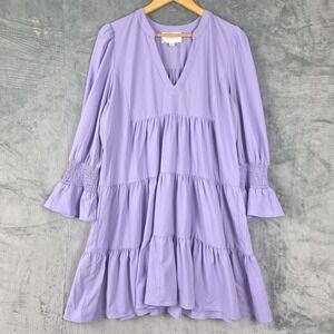 Pomander Place Dress Large Purple Crepe Kenzo Tiered Feminine Mini Tuckernuck
